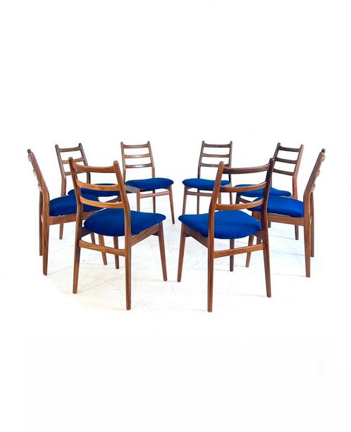 8x gerestaureerde eetkamerstoel, Casala ‘60, Huis en Inrichting, Stoelen, Zo goed als nieuw, Vijf, Zes of meer stoelen, Hout, Stof