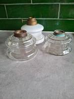 Vintage glazen onderzijde van een olielamp, Ophalen of Verzenden