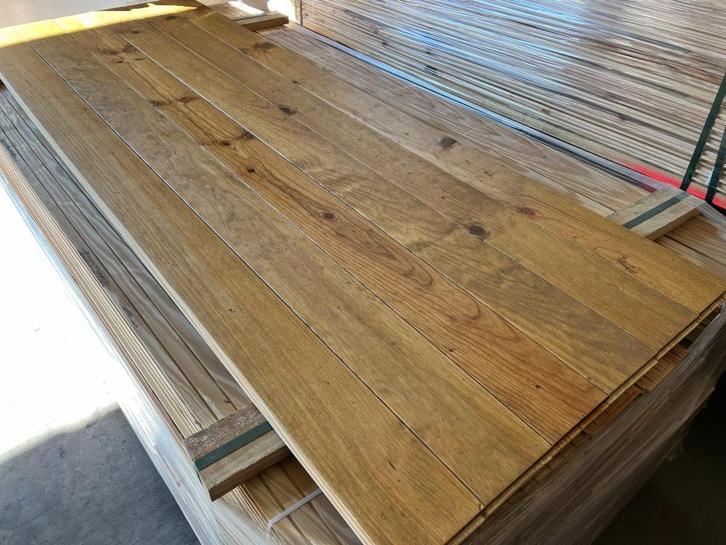 Grenen houten vloer / wand planken 15x120mm Praline Geolied., Huis en Inrichting, Stoffering | Behang, 75 m² of meer, Ophalen of Verzenden