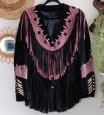 Vintage leren western cowboy fringe jacket romy Boomsma, Kleding | Dames, Maat 42/44 (L), Vintage, Ophalen of Verzenden, Roze