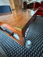 Schitterende houten salontafel met unieke koperen inleg, 100 tot 150 cm, 100 tot 150 cm, Rechthoekig, Zo goed als nieuw