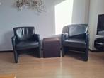 2 leren kuipstoelen, Ophalen, Gebruikt, 50 tot 75 cm, Leer