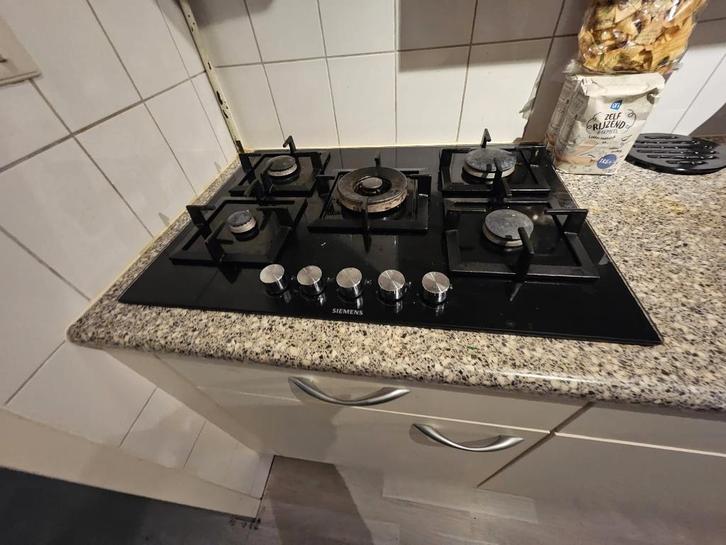 Siemens Inbouw Gaskookplaat 5 pits (1 wokpit)  150 Euro, Witgoed en Apparatuur, Kookplaten, Gebruikt, Inbouw, Gas, 5 kookzones of meer
