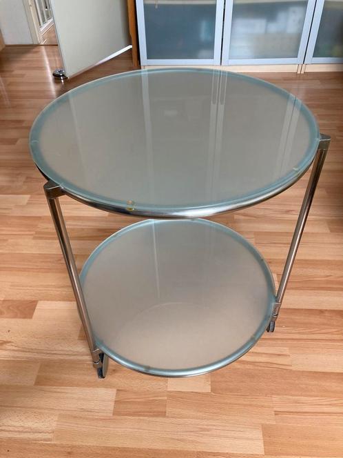 Bijzettafel Ikea Ehlen Johansson, Huis en Inrichting, Tafels | Bijzettafels, Gebruikt, Rond, 45 tot 60 cm, Minder dan 55 cm, Glas