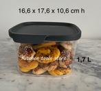 Tupperware exclusieve doorzigtige koektrommel 1,7L vierkant, Ophalen of Verzenden, Nieuw
