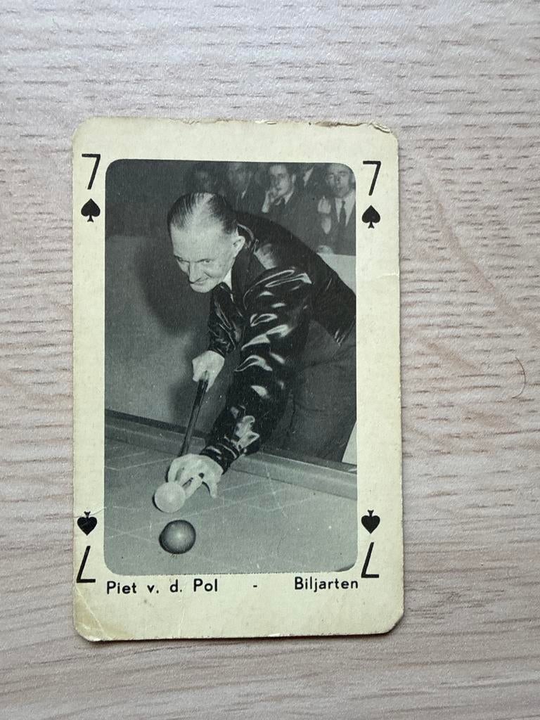 Antieke Speelkaart Piet van de Pol Biljarten, Hobby en Vrije tijd, Denksport en Puzzels, Gebruikt, Overige typen, Ophalen of Verzenden