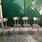 Bruine retro Formica stoelen 4 eetkamer, Huis en Inrichting, Stoelen, Ophalen, Gebruikt, Bruin, Vier