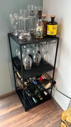 Zwart mat metalen wijnrek drankrek wijnglazen houder, Huis en Inrichting, Ophalen, Zo goed als nieuw