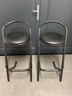 Set van 2 zwarte barkrukken, Huis en Inrichting, Barkrukken, Ophalen, Met voetsteun, Zo goed als nieuw, 2 krukken