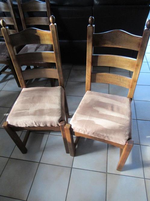 Stoelen 4 stuks, Huis en Inrichting, Stoelen, Gebruikt, Vier, Hout, Stof, Bruin, Ophalen