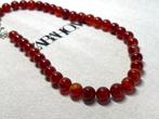 Red Agate Necklace with sterling silver clasp, Sieraden, Tassen en Uiterlijk, Kettingen, Ophalen of Verzenden, Zo goed als nieuw