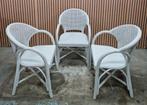 35 x Vintage webbing stoelen wit rotan horeca kantine bistro, Ophalen of Verzenden, Zo goed als nieuw, Wit, Vijf, Zes of meer stoelen