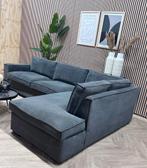 ZGAN Woood Ribstof Hoekbank - Antraciet - 285 x 195, Huis en Inrichting, Banken | Bankstellen, Ophalen, 250 tot 300 cm, -, -