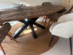 Eettafel handmade ingelegd, Huis en Inrichting, Tafels | Eettafels, Ophalen, Gebruikt, 100 tot 150 cm, Teakhout
