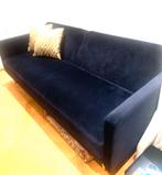 Donkerblauwe Velours bank , Slaapbank - Nieuwstaat!, Huis en Inrichting, Ophalen, 100 tot 125 cm, Rechte bank, Stof