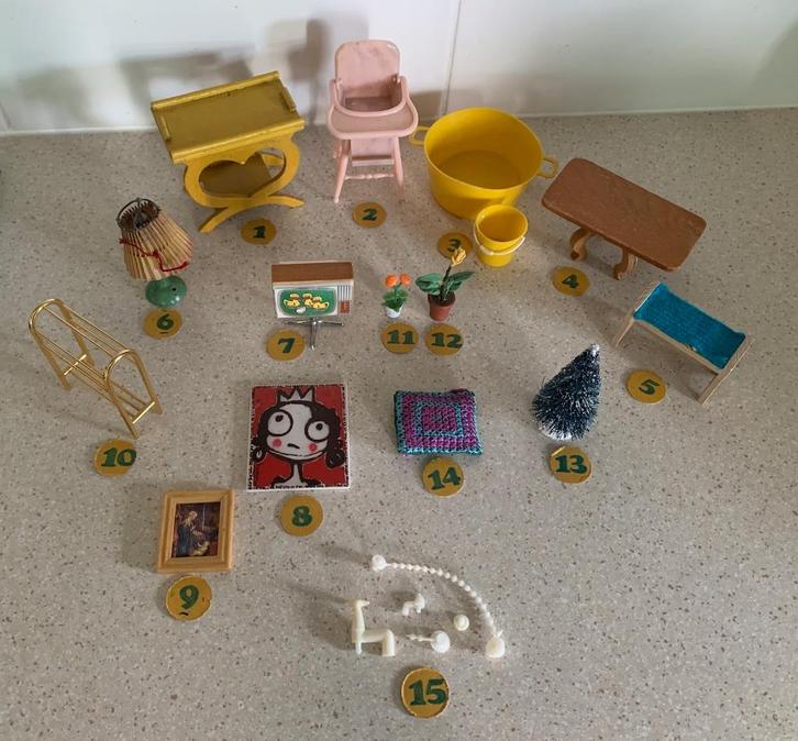 Vintage poppenhuis meubeltjes, Verzamelen, Poppenhuizen en Toebehoren, Gebruikt, Overige typen, Ophalen of Verzenden