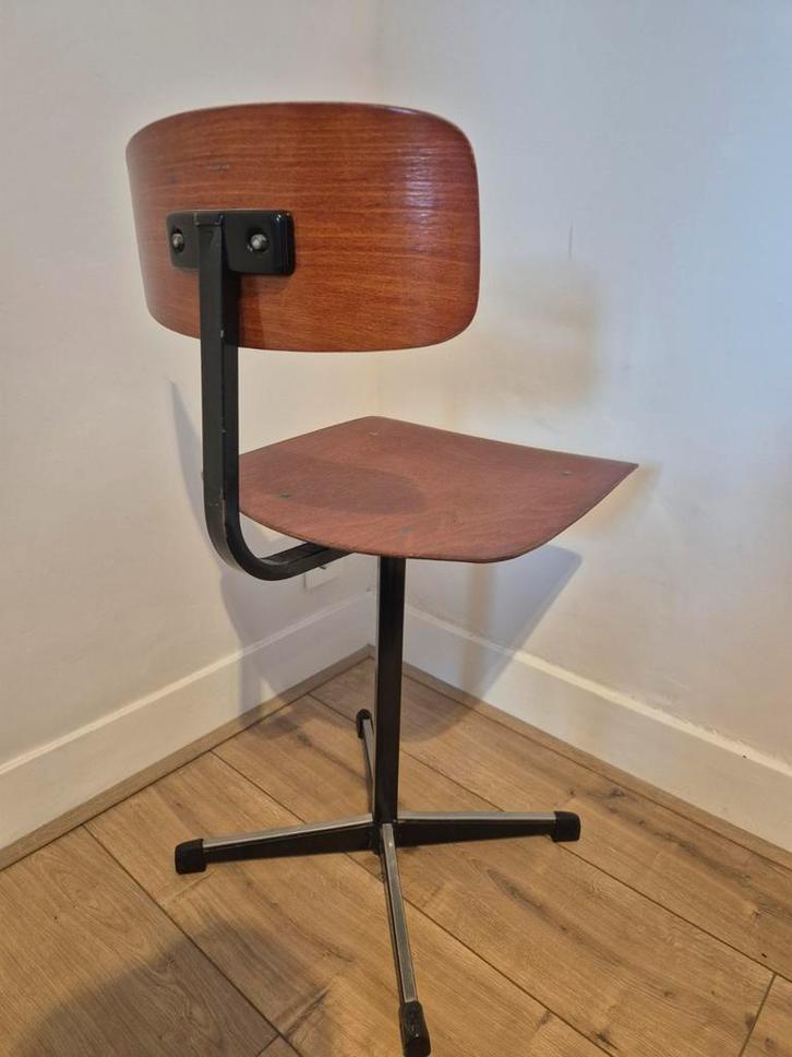 Vintage Marko Schoolstoel, Huis en Inrichting, Stoelen, Gebruikt, Eén, Hout, Metaal, Bruin, Ophalen of Verzenden
