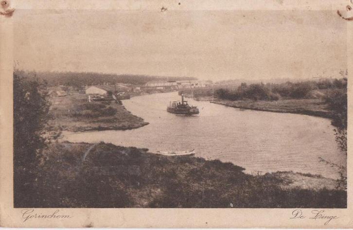 gorinchem  de linge  1919   boot in de rivier, Verzamelen, Ansichtkaarten | Nederland, Zuid-Holland, Voor 1920, Ophalen of Verzenden