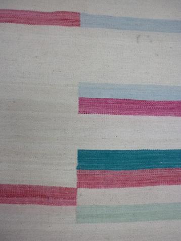 Vloerkleed kelim Marokko 100% wol creme pastel streep nieuw beschikbaar voor biedingen