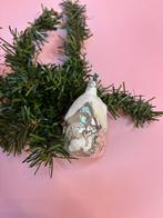 Oude antieke kerstbal huisje zilver wit, Diversen, Kerst, Ophalen of Verzenden, Zo goed als nieuw