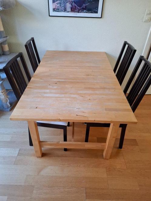 Eetkamertafel met 4 stoelen, Huis en Inrichting, Stoelen, Gebruikt, Vier, Hout, Overige kleuren, Ophalen