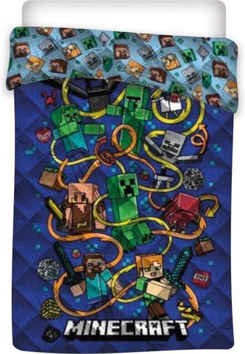 Minecraft Bedsprei / Beddensprei - 140x200 cm, Kinderen en Baby's, Kinderkamer | Beddengoed, Nieuw, Overige typen, Blauw, Jongetje