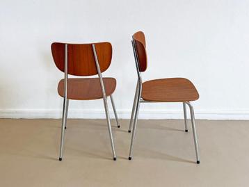  2x Vintage design stoelen teak plywood sixties mid-century  beschikbaar voor biedingen