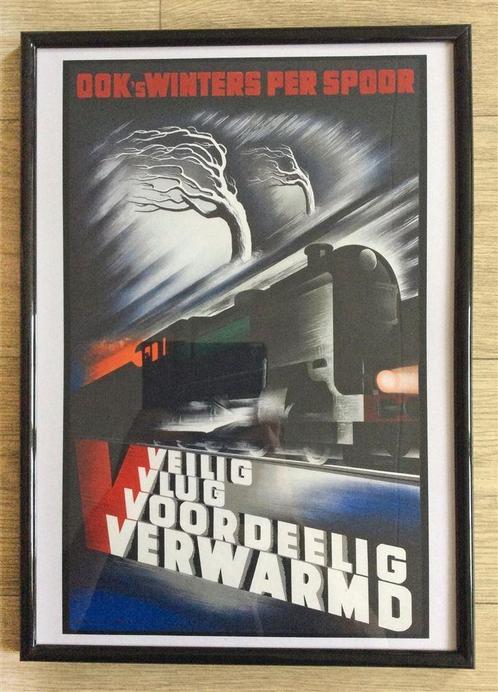 de Nederlandse Spoorwegen Trein NS Poster in lijst, Verzamelen, Spoorwegen en Tramwegen, Nieuw, Trein, Kaart of Prent, Verzenden