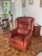 2 leren fauteuils, Huis en Inrichting, Fauteuils, Ophalen, Gebruikt, Minder dan 75 cm, Leer