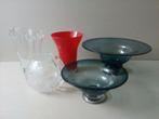 Vintage vazen/schalen. Glas. Handgemaakt. Pr.p/st.vanaf, Overige kleuren, Ophalen of Verzenden, Minder dan 50 cm, Glas