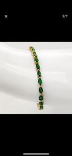Gouden armband met groene smaragd, Sieraden, Tassen en Uiterlijk, Armbanden, Ophalen of Verzenden, Zo goed als nieuw