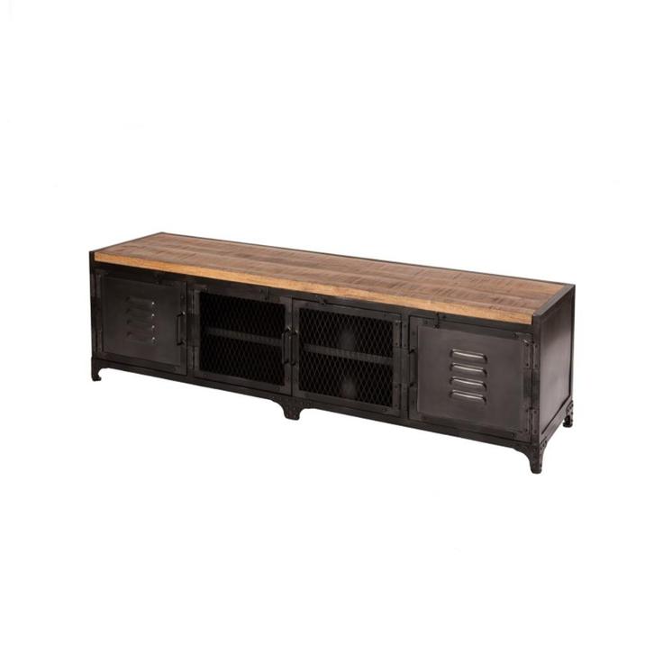 TV Meubel industrieel TV Kast van Mango en Metaal, Huis en Inrichting, Kasten | Televisiemeubels, Nieuw, Minder dan 100 cm, 150 tot 200 cm