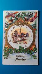 Gelukkig Nieuwjaar, klok 12 uur 1933, vogels, goud, Verzamelen, Ophalen of Verzenden, 1920 tot 1940, Gelopen, Feest(dag)
