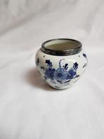 schaaltje bakje vaasje delfts blauw metalen randje, Ophalen of Verzenden