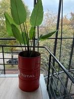 Rode metalen bloempot - Industrieel design, 25 tot 40 cm, Gebruikt, Rond, Binnen