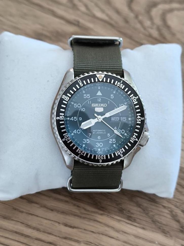 seiko skx007 / skx009 pilot / military 7S26, Sieraden, Tassen en Uiterlijk, Horloges | Antiek, Polshorloge, Seiko, Staal, 1960 of later