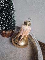 vintage kerstbal klokje goud sneeuwpunten 495, *, Gebruikt, *, Ophalen of Verzenden