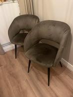 Taupe eettkamer stoelen met zwarte poten., Ophalen, Zo goed als nieuw, 75 tot 100 cm, 50 tot 75 cm