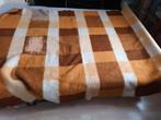 grote wollen deken, geblokt bruin wit Tetem 230-168cm, Ophalen of Verzenden, Gebruikt