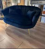 Zwarte Velvet Sofa - Tweepersoons, 75 tot 100 cm, Ophalen of Verzenden, Minder dan 150 cm, Stof