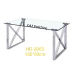 Glazen Eettafel met zilveren RVS poten 160x90 en 180x90 cm, Huis en Inrichting, Tafels | Eettafels, Nieuw, Glas, 150 tot 200 cm