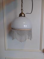 Vintage Hanglamp met kraaltjes melkglas, Huis en Inrichting, Ophalen, Gebruikt, Glas, Minder dan 50 cm