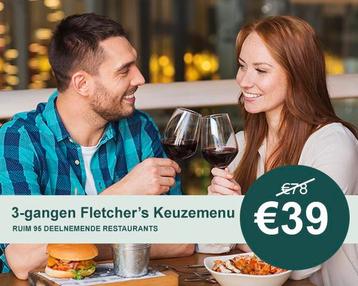 Fletcher 3-gangen diner voor 2 personen nu €39 ipv €78 beschikbaar voor biedingen