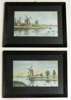 Twee schilderijen aquarel gesigneerd, uit de 50 jaren., Antiek en Kunst, Ophalen of Verzenden