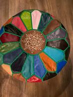Prachtig poef, leer, Marokkaans, Rond, Ophalen of Verzenden, Zo goed als nieuw, 50 tot 75 cm