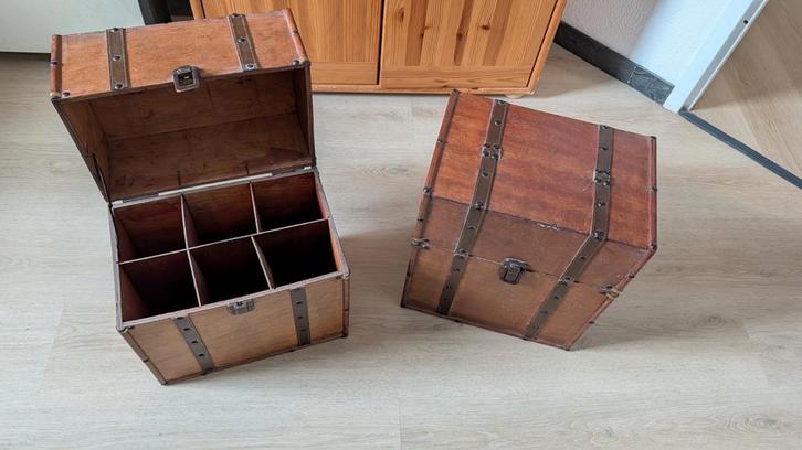 Vintage Houten Flessenkist / Wijnkist, Huis en Inrichting, Woonaccessoires | Kisten, Gebruikt, Minder dan 50 cm, Minder dan 50 cm
