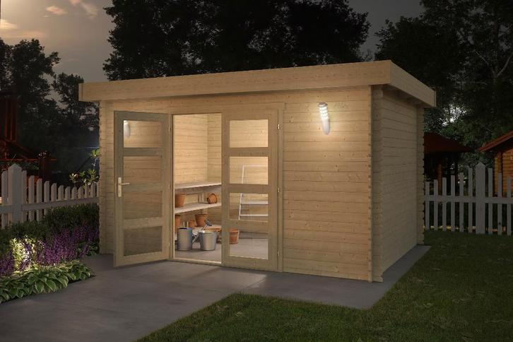 Blokhut Mikkel 380x275 Onbehandeld vuren, Hobby en Vrije tijd, Overige Hobby en Vrije tijd, Nieuw, Verzenden