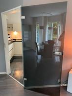 Glazen Grijze Deur - 202x93cm - Ommen, Doe-het-zelf en Verbouw, Deuren en Horren, Ophalen, Gebruikt, 80 tot 100 cm, Binnendeur
