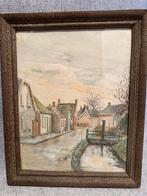 Schilderij: Dorpsgezicht met brug, Ophalen of Verzenden