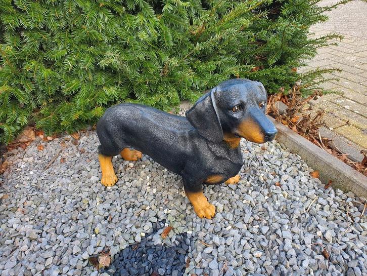 Zwarte Teckels, Tuin en Terras, Tuinbeelden, Nieuw, Dierenbeeld, Kunststof, Ophalen